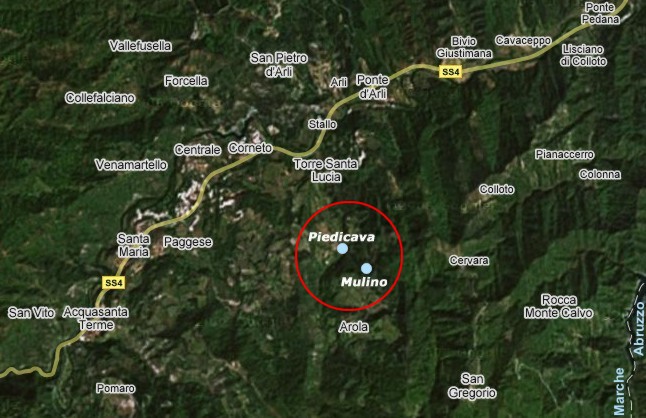 Mappa geografica del Mulino di Piedicava